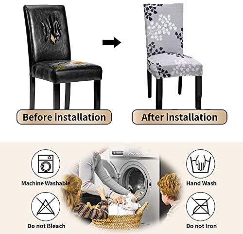 Image of Dining Table Chair Cover Set Polyester Spandex Elastic Printed Chair Cover Stretchable Removable Washable Protector Chair Covers Slipcovers Protective for Chair Cover Set of 2