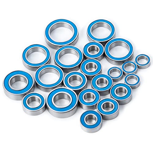 MORLORDY 21Pcs RC Metal Ball Bearings with Rubber Ring Axle Bearing Set for 4x4 Slash 4WD Rustle Stampede Telluride Rally Upgrades