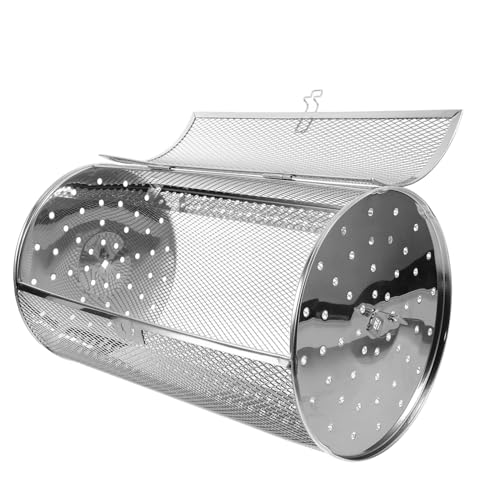 HEMOTON Electric Oven Roasting Cage Stainless Steel Grill Basket for Nuts Dried Fruits and Meat Rotating Bbq Roaster Tool for Camping and Home Cooking
