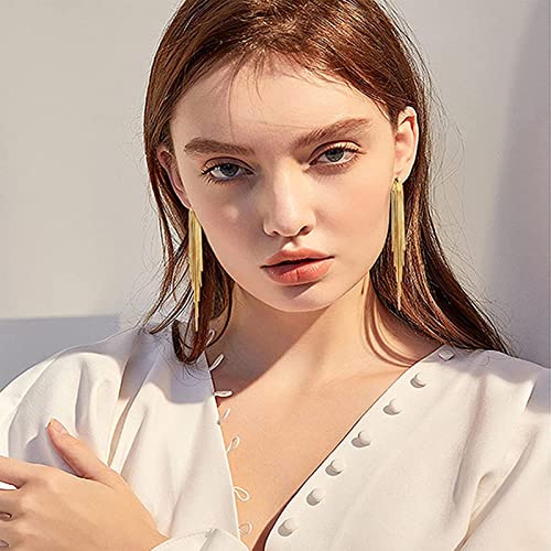 Long Tassel Earrings for Women Gold Dangle Earrings Metal Chain Gold Statement Earrings, Punk Long Threader Earrings for Teen Girls Wedding Bridesmaid Prom Party3