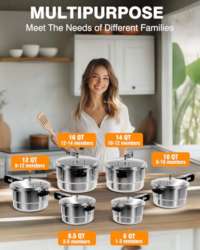 Image of WantJoin 14Qt Aluminum Pressure Cooker w /Release Valve & Multiple Protective Devices,Pressure Canner Compatible with Gas & Induction Cooker,Canner Rack Included