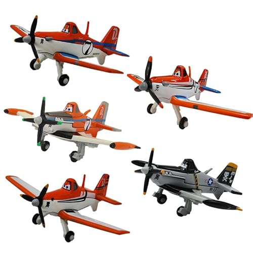 LATUROP No.7 Dusty Crophopper Model 5 Pack, 1:55 Metal Diecast Planes Fire and Rescue, Movie Educational Toy Plane for Childern Gift (No.7 Dusty Series)
