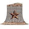 Plush Fuzzy Fleece Lightweight Throw Blanket Western Texas Star and Primitive Berries Country Wooden Plank Super Soft Reversible Microfiber Flannel Blankets for Couch Bed Sofa 39×49