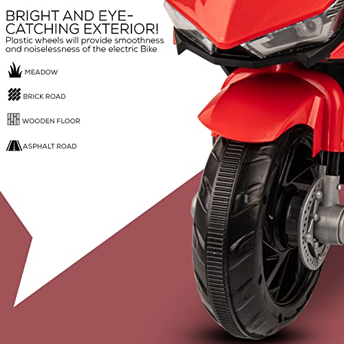 Baybee R3 Pro Rechargeable Battery-Operated Ride-on Electric Kids Bike, Ride on Baby Bike with Foot Accelerator, Music & USB Port| Electric Bike for Kids to Drive 1 to 3 Years Boys Girl (Red)