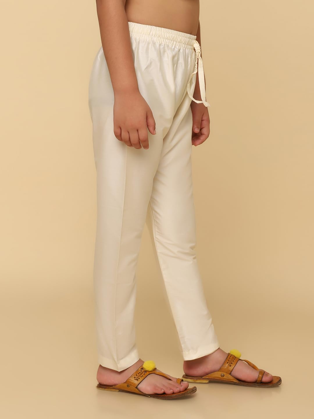 Kisah Kid's Ethnic Wear Solid Straight Fit Off White Churidar (5-6Y)
