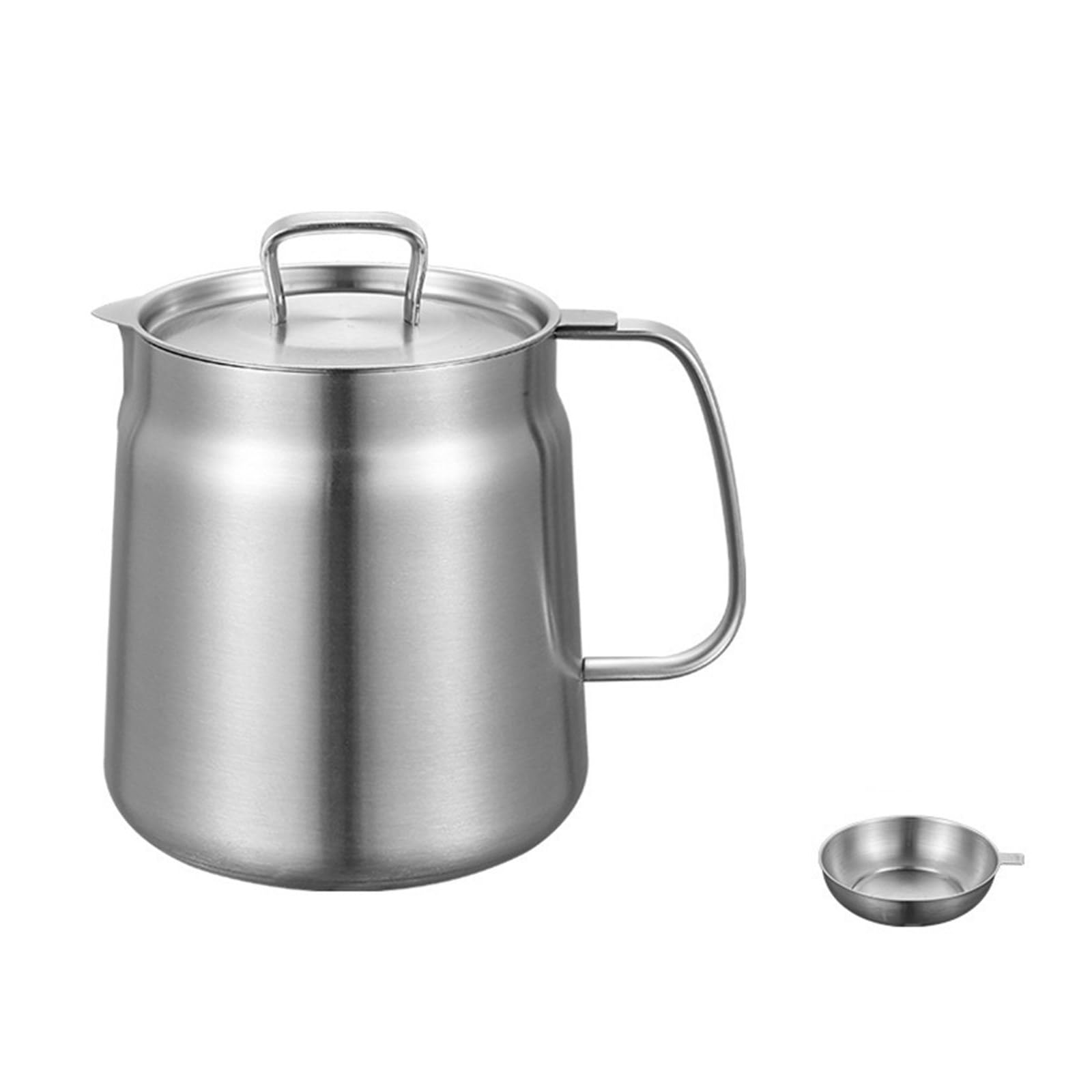 JUYAXIN Efficient 304 Steel Oil Filtration Built-in Fine Mesh Strainer & Handle for Cooking Oil Reuse (2L) Efficient Cooking Filter Container