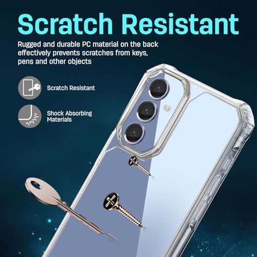 Image of AIBEX Ultra Strong Transparent Back Cover for Samsung Galaxy S25 | Crystal Clear Hard Case | Shockproof Military-Grade Drop Protection | Anti-Yellowing TPU Bumper | Scratch-Resistant PC Back