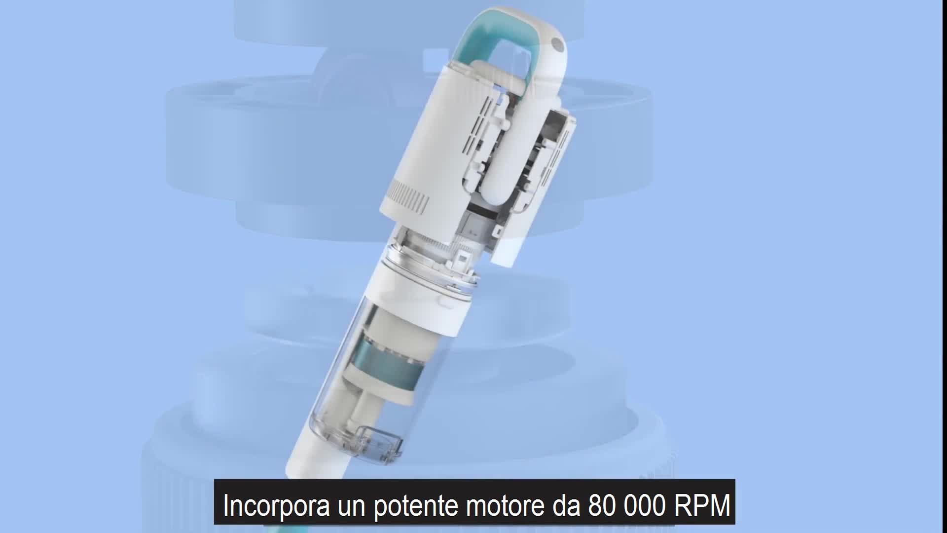 ROIDMI F8 Aspirapolvere senza cordone, 300 W, 80.000 giri / min, batteria  fino a 40 minuti, serbatoio da 0,4 litri, colore blu : Amazon.it: Casa e  cucina