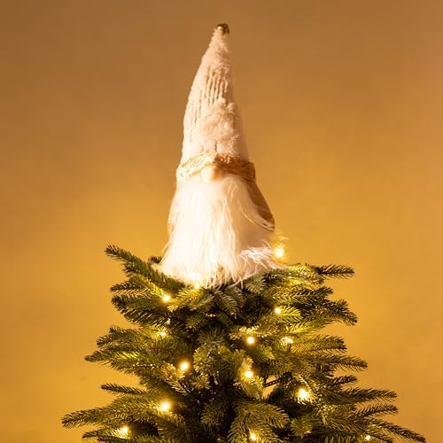 Valery Madelyn Gnom Christbaumspitze,44cm Weihnachtsbaumspitze, mit 1 Meter Lichtern und Timer-Batteriebo… – Ansicht 2