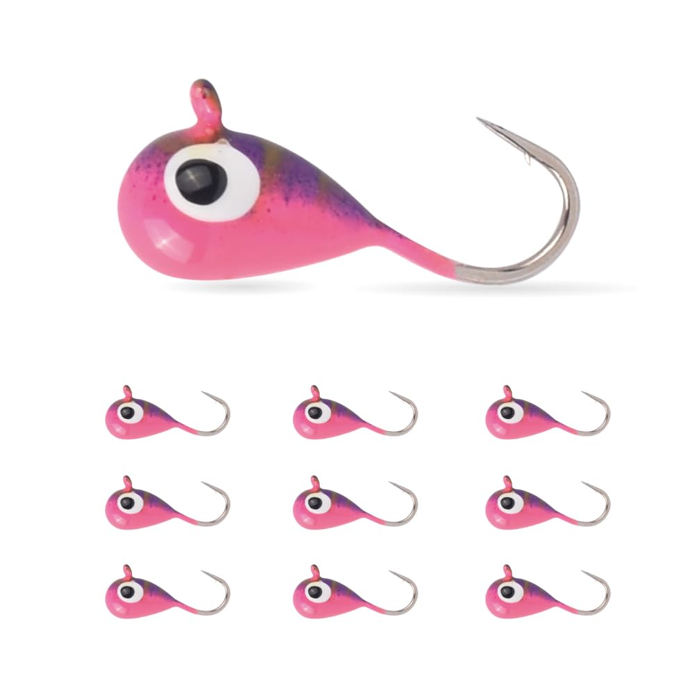 Lot de 10 leurres de pêche sur glace en tungstène, têtes plombées pour kit de pêche sur glace, panpoisson, crappie, perche (HP60, 5,0 mm)