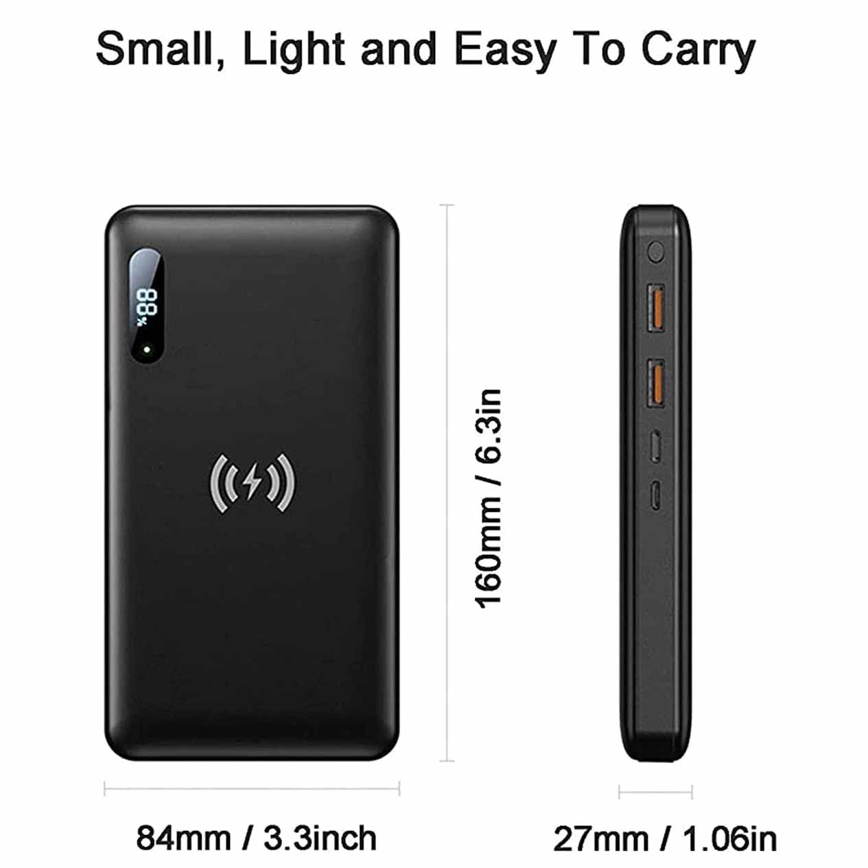 Caricabatterie portatile Power Bank Batteria esterna a ricarica rapida Power Bank wireless 50000Mah PD Caricatore portatile 65W/15W QC3.0/QC4.0/SCP Ricarica rapida con 2 ingressi e 3 uscite
