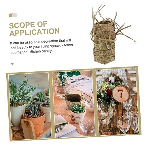 Zerodeko 10 Peças Saco De Palha Tecido À Mão Suporte Para Servir Comida De Café Cesta De Exibição De