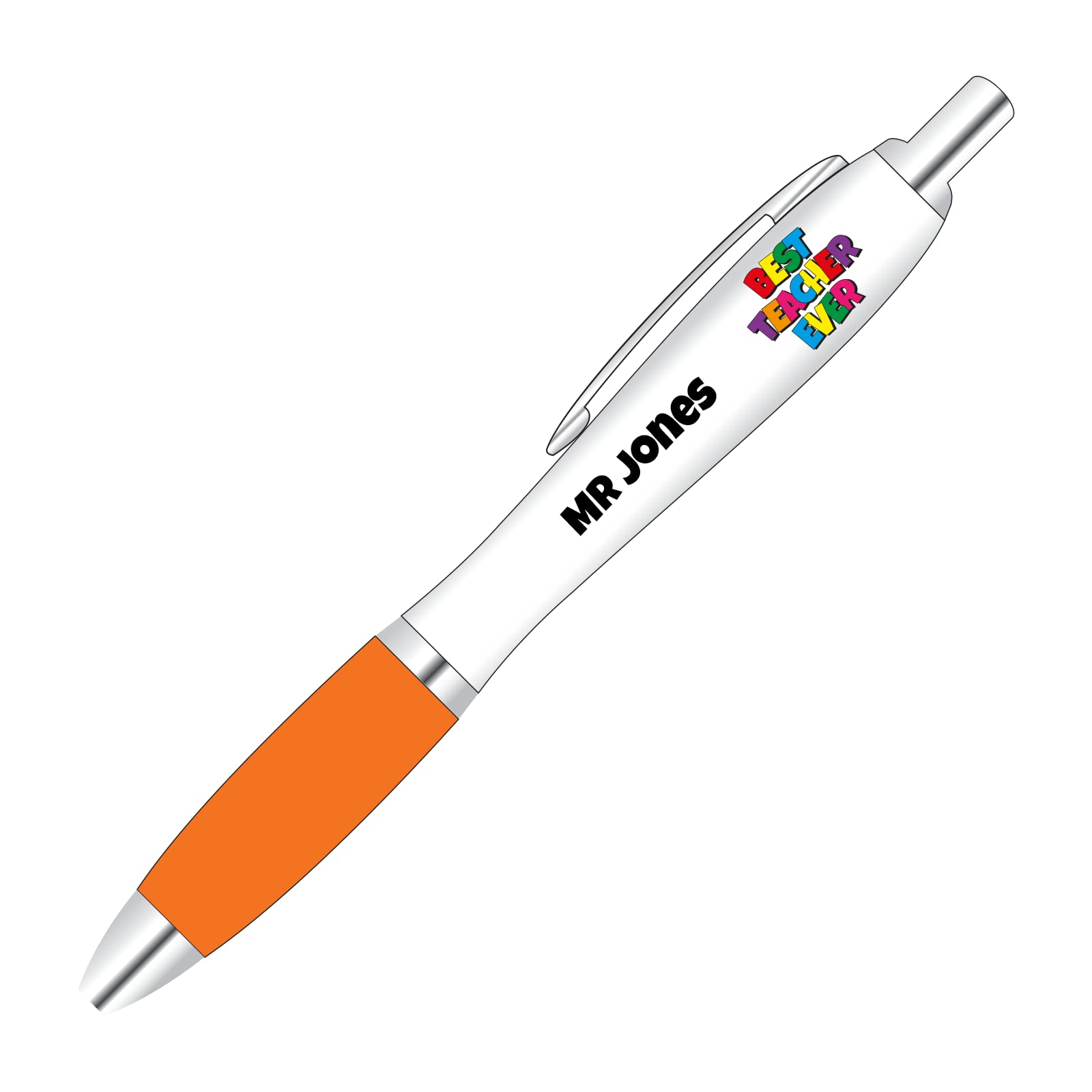 You Personalise Personalised Best Teacher Ever Name Pen - Orange Handle