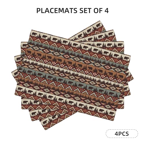 Rustic-Lodge-Bear-Moose-Deer-Placemats-Set-of-4-Vintage-Cabin-Pine-Cone-Place-Mats-Heat-Resistant-Non-Slip-Cotton-Linen-Dining-Table-Mats-for-Home-Party-Kitchen-12X18inch Rustic Lodge Bear Moose Deer Placemats Set of 4 Vintage Cabin Pine Cone Place Mats Heat Resistant Non Slip Cotton Linen Dining Table Mats for Home Party Kitchen 12X18inch