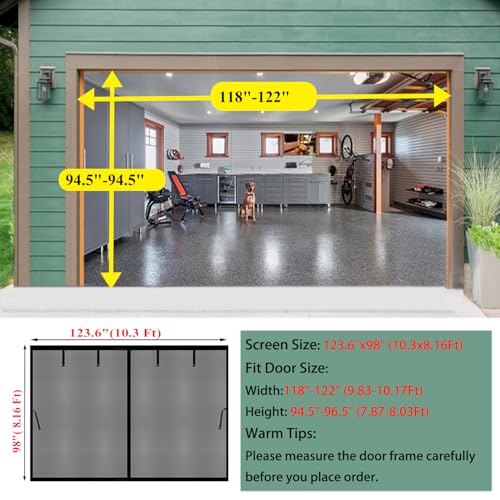 Image of Magnetic Garage Door Screen 10x8ft for 1 Car Garage Carport Patio Porch