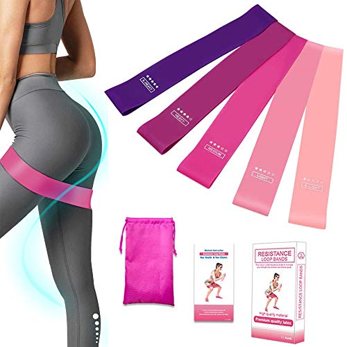 ONMIER Resistance Bands for Women Butt and Legs, Exercise Loops Bands for Women/Men Workout Home Fitness, Stretching, Strength Training, Physical Therapy, Workout Bands, Pilates Flexbands, Set of 5