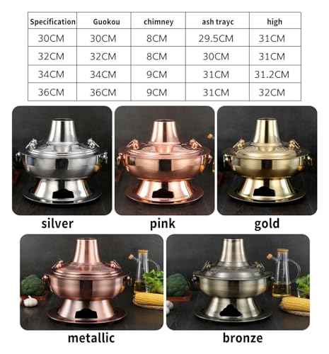 Olla de Hot Pot China de Cobre con Carbón 30 cm miniatura 7