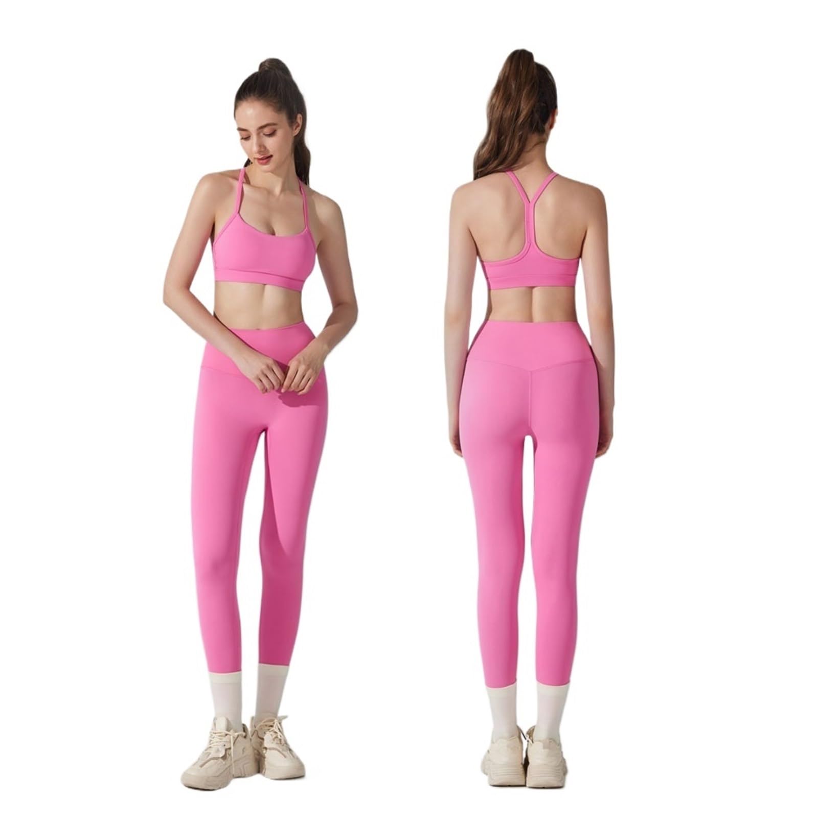 Completo yoga Set di abbigliamento sportivo coordinato da donna Reggiseno e leggings a vita alta Completo allenamento in 2 pezzi Abbigliamento palestra for yoga, corsa fitness per lo sport