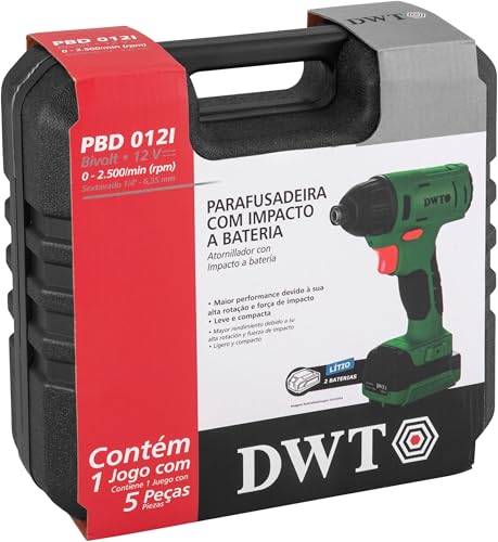 Parafusadeira A Bateria Com Impacto, 12 V, Carregador Bivolt Automático, Pbd 012i Dwt.