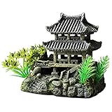 FGX Decorativa para Acuario, Adornos De DecoracióN De Acuarios, Decoración del Acuario, Acuario Clásico Resina Castillo Decoraciones, con Plantas para Tanque De Pescados, Ornamento Paisaje