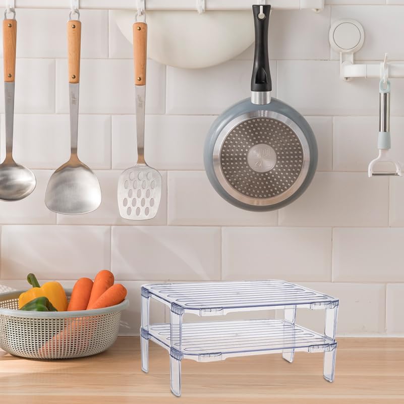 Miniatura 7 de Estante apilable para congelador, estante de almacenamiento de cocina, estante plegable para gabinete, organizador de nevera, estantes apilables,