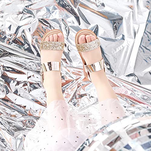 Image of Felix & Flora Toddler Girl Sandals - Little Girl Easter Dress Shoes Lightweight Open Toe Beach Holiday Flats
