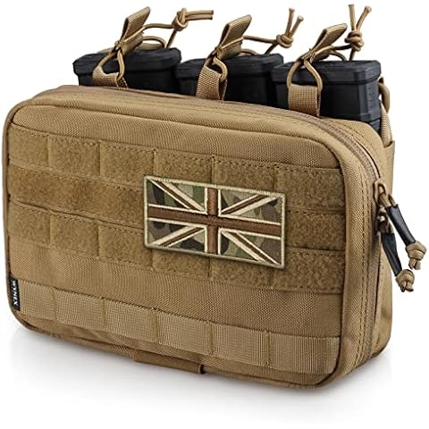 WYNEX Tactical Mag Admin Pouch, Molle Utility Tool Pouch Medical EMT Organizer with Triple Stacker Magazine Holder for M4 M16 Patch Included Cover