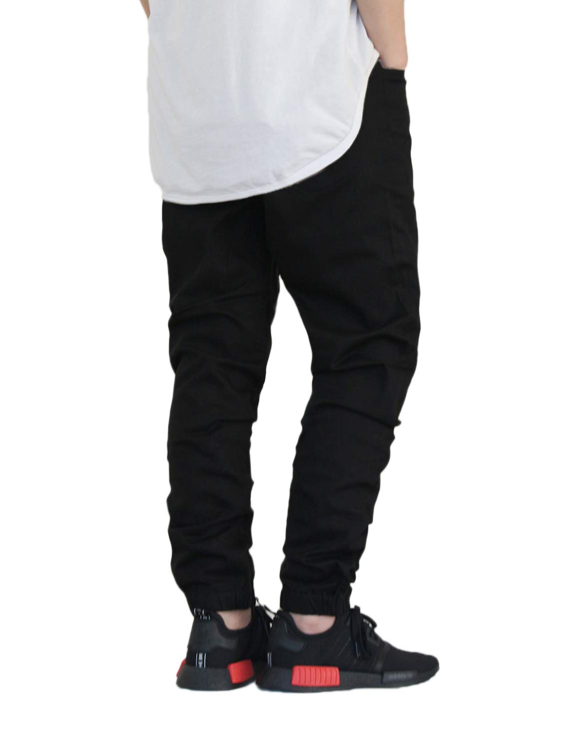 Men's Premium Twill Drop Crotch Jogger Pants (Black, 4X-Large)