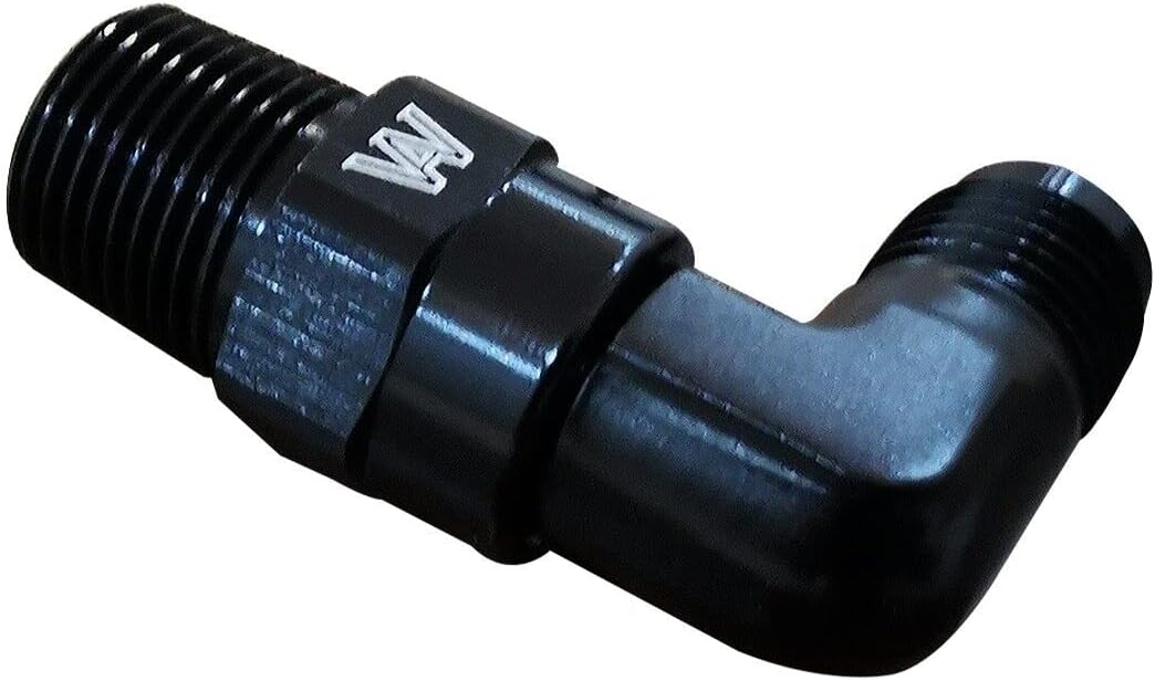 90 Degree Elbow -6AN AN6 Male To 3/8" NPT Male Fitting Adaptor Connector Black Aluminum