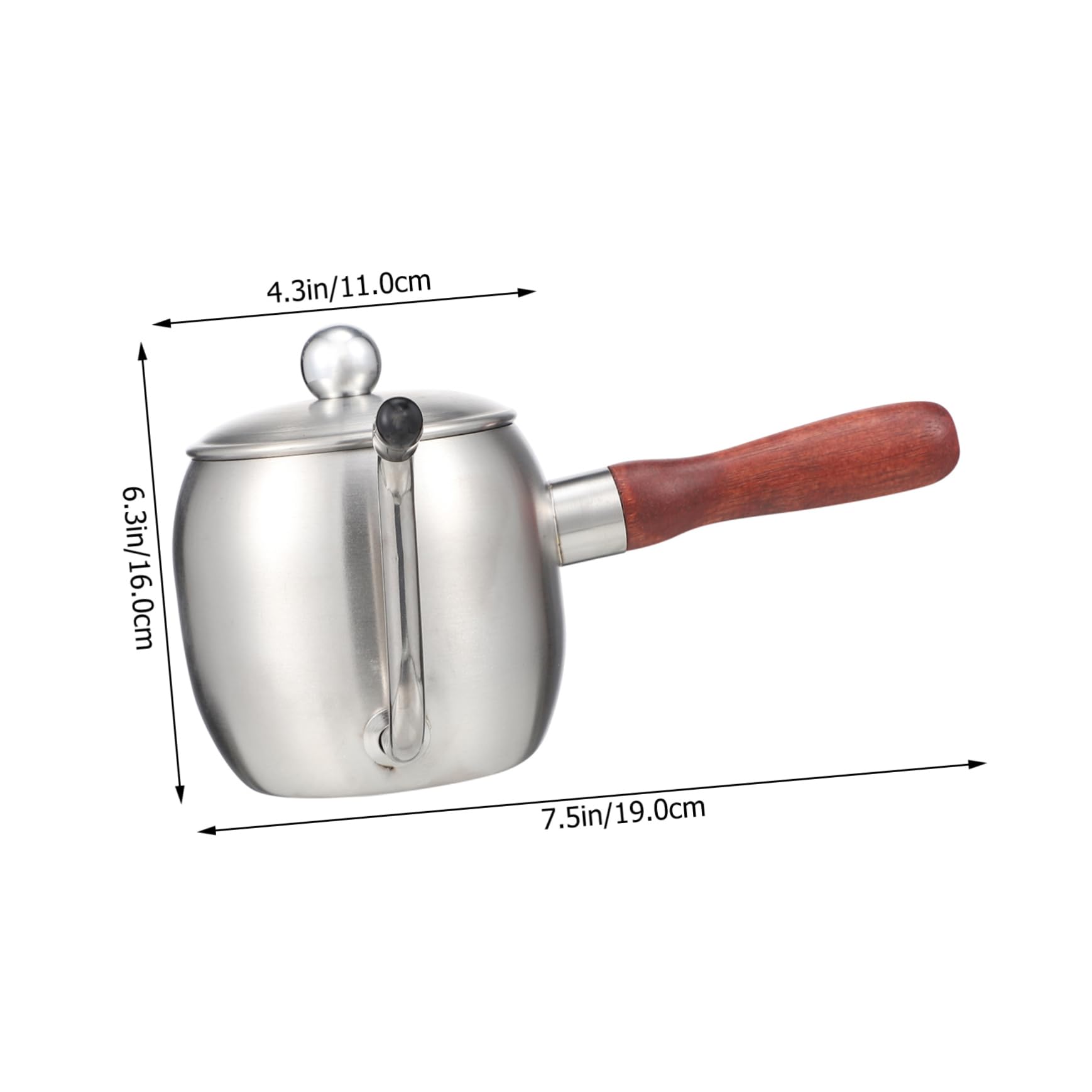 1Pc Long Spout Coffee Kettle with Wooden Handle Stainless Steel Pouring Pot for Hand Drip Coffee Smooth Surface Easy to Clean for Kitchen Office Cafe and Home Use