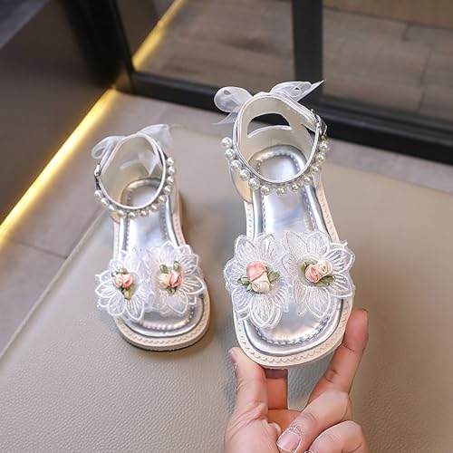 Toddler Girls Sandals Lace Flower Open Toe Flat Shoes Soft Rubber Non-Slip Sandals Summer Baby Flower Girl Shoes2