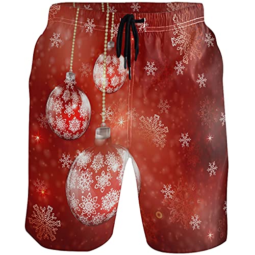 visesunny Christmas Beautiful Decor Men's Swim Trunks Quick Dry Bathing Suits Beach Holiday Party Swim Shorts
