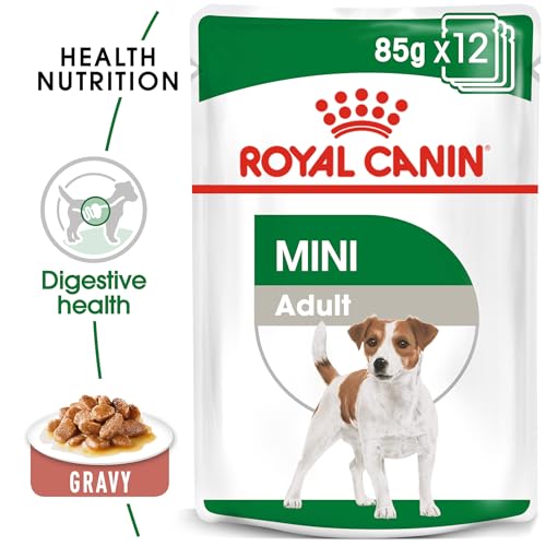 Image of Royal Canin Mini Adult Dog Food, Wet Gravy Food Pouch, Pack of 36 Pieces, Supports Ideal Weight, Healthy Bones & Optimal Health