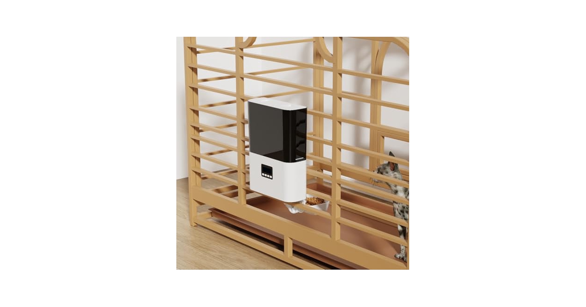 ペットフィーダー Amazon | 自動給餌器 猫 犬 定時定量 ケージ取付タイプ 自動餌