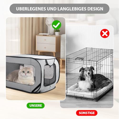 CEWROM Tragbarer Käfig für Hunde und Katzen im Auto, Faltbarer Welpenauslauf Hundebox, Haustier-Laufstall, 210D Versilbertes Wasserdichtes Oxford-Gewebe Geeignet für Drinnen und Draußen