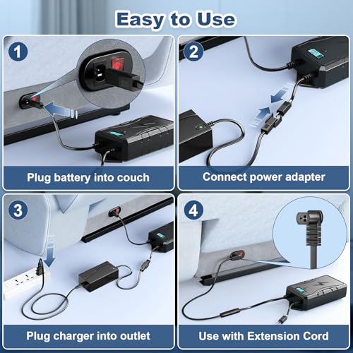 Image of SWANPOW Battery Pack for Reclining Furniture, 2500mAh Universal Recliner Battery Pack Rechargeable with LED Display for 2-Pin Electric Recliner, Sofa, Lift Chair, Couch, Motion Furniture