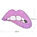 Large Silver Red Mouth Patches Iron on or Sew on Lip Sequins Patches Embroidered Badge Motif Applique Compatible Clothing Jeans T-Shirt (Purple)