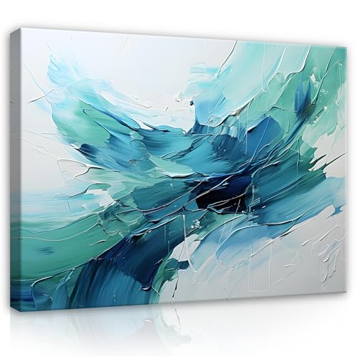 WallArena - Leinwand Bilder - Abstrakt Blau Türkis Grau Kunst - 60x40 cm Leinwandbilder - Bild auf leinwand - Wandbild XXL groß Wandbilder für Wohnzimmer Schlafzimmer Wohnzimmerbilder Modern WallArena - Leinwand Bilder - Abstrakt Blau Türkis Grau Kunst - 60x40 cm Leinwandbilder - Bild auf leinwand - Wandbild XXL groß Wandbilder für Wohnzimmer Schlafzimmer Wohnzimmerbilder Modern
