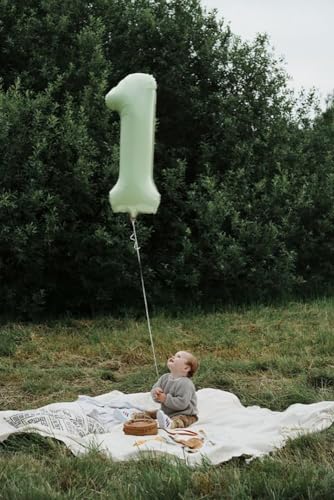 Image of 6 Balloon Numbers Birthday Decorations, 40In Sage-Green Balloons for Party | Eye-catching Appearance, Perfect Decorative Centerpieces, Convenient Self-sealing Structure, Widely for Various Occasions