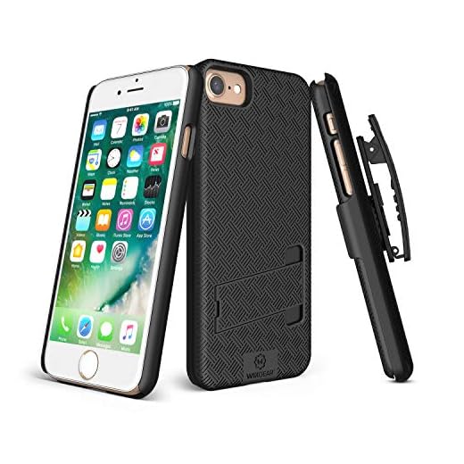 iPhone 8, iPhone 7 Holster, WizGear Shell Holster Combo Case for Apple iPhone 7 with Kick-Stand and Belt Clip - Black (iPhone 7/8)