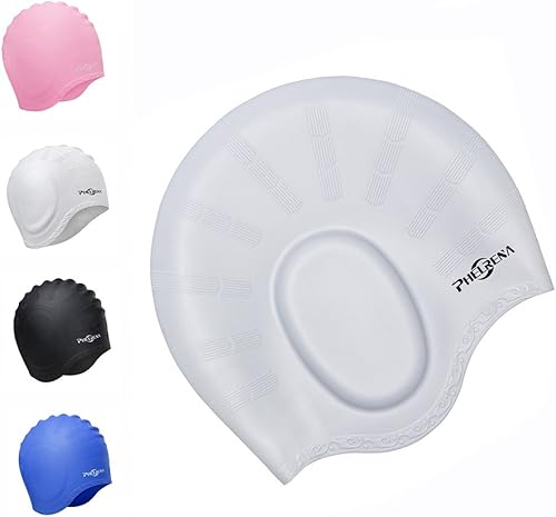 Miniatura 3 de Gorro de natación impermeable de silicona de alta calidad, orejeras de pelo largo, flexible y reversible para adultos, niños, mujeres y hombres,