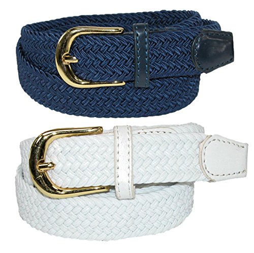 CTM Women's Elastic Braided Stretch Belt (Pack of 2 Colors)2