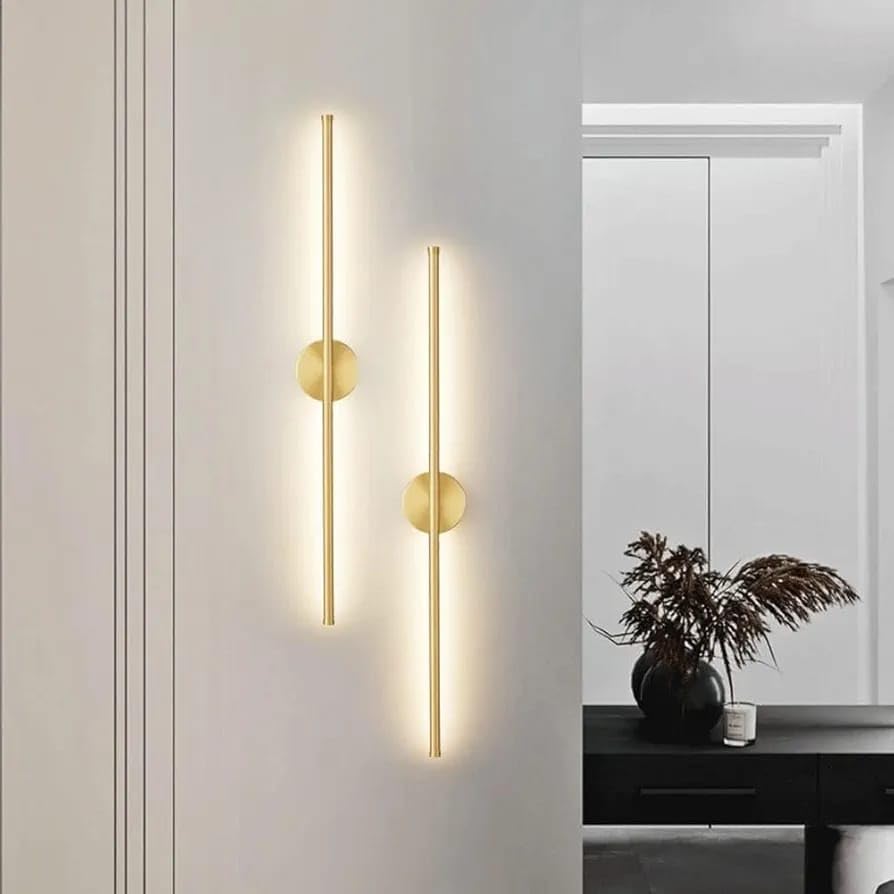 Image of Glowave Modern 600mm LED Long Tube Center Base Wall Light - Tricolour | Warm White, White, Natural White | (Golden)