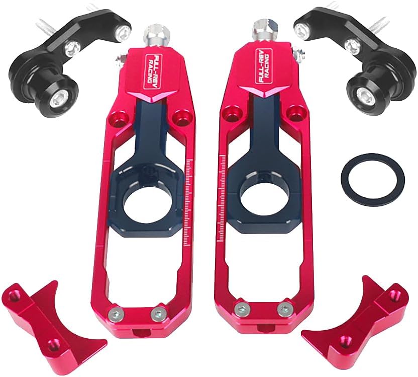 Motorcycle Rear Chain Adjusters Tensioners with Lifting Spool CNC Aluminum Alloy Board Chain Adjustment Adjuster Fit for RSV4 2021-2023 (Red)