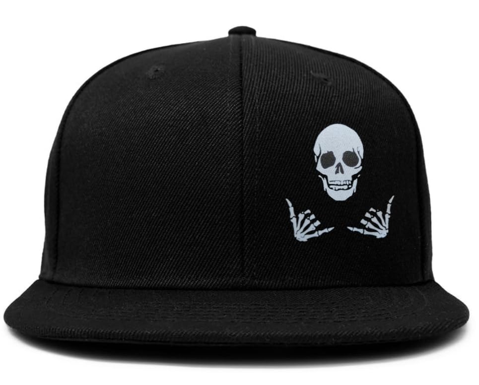 Image of Tai & Zai Black Snapback Hat with Printed, Adjustable Flat Brim Cap, Six Hole Breathable Design
