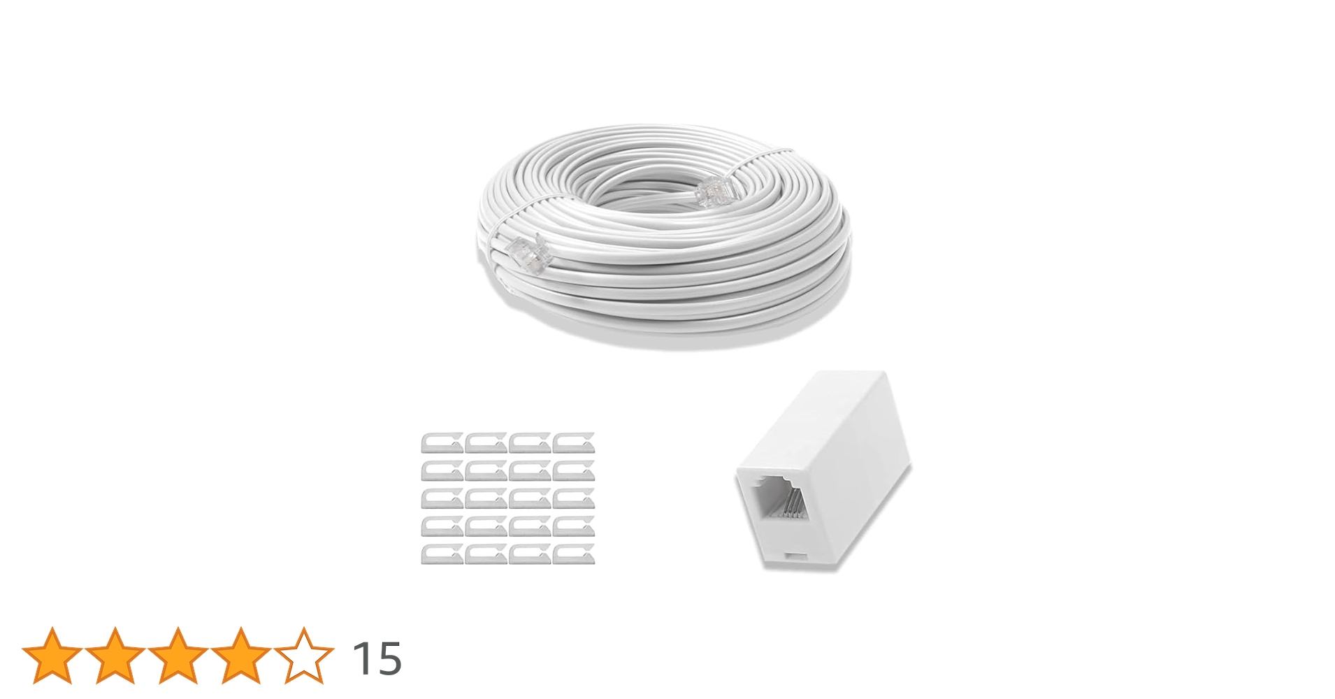 Amazon | 30m 電話機延長ケーブル 6極4芯 RJ11 ストレートタイプ