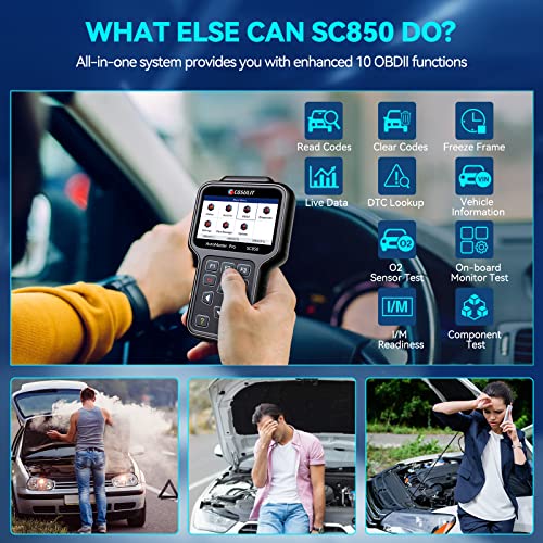 CGSULIT OBD2 Scanner Car Diagnostic ABS SRS Transmission Check Engine Code Reader, Airbag Reset Tool, OBD ABS SRS Scanner for Car, SC850 Diagnostic Scan Tool for All Vehicles, Lifetime Free Update