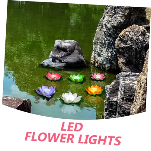RORPOIR 6pcs Lotus Lamp Flower Light Decors Water Floating Lamps Floating Flower Lamps Decorative Light Led Floating Lights Flower Candle Lights Lamps Electronic River
