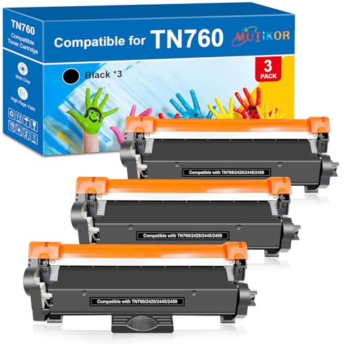 Toner de rechange TN760 noir compatible avec MFC-L2750DW DCP-L2550DW lot 3
