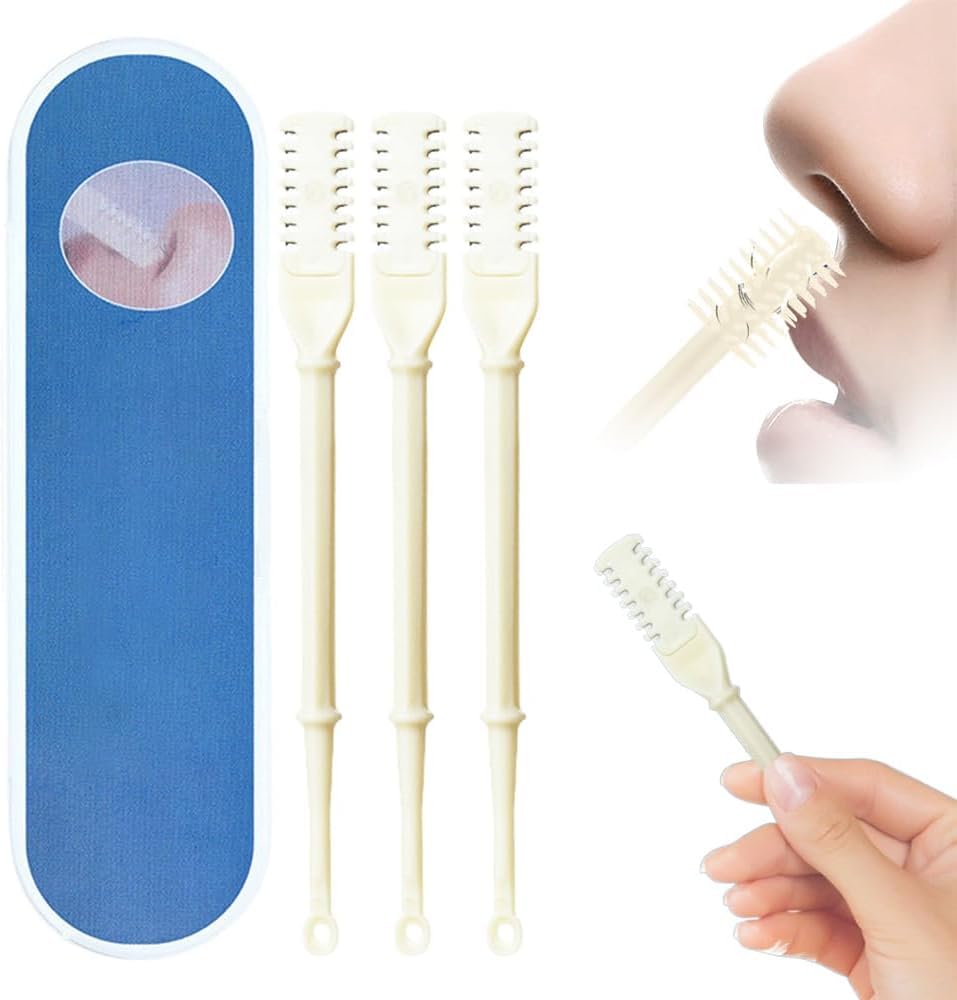 3PCS Nasal Hair Cutter 2026 New Manual 360 Rotating Nostril Hair Removal Tool Double Sided Nose Hair Blade